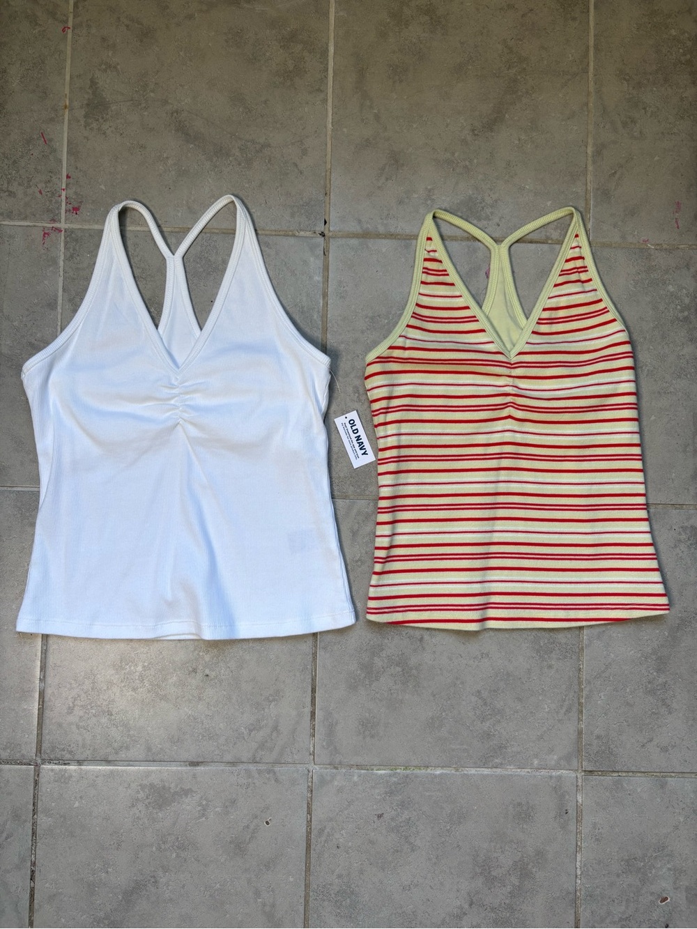 Old Navy Halter racer back tank tops. Summer stripes white green red